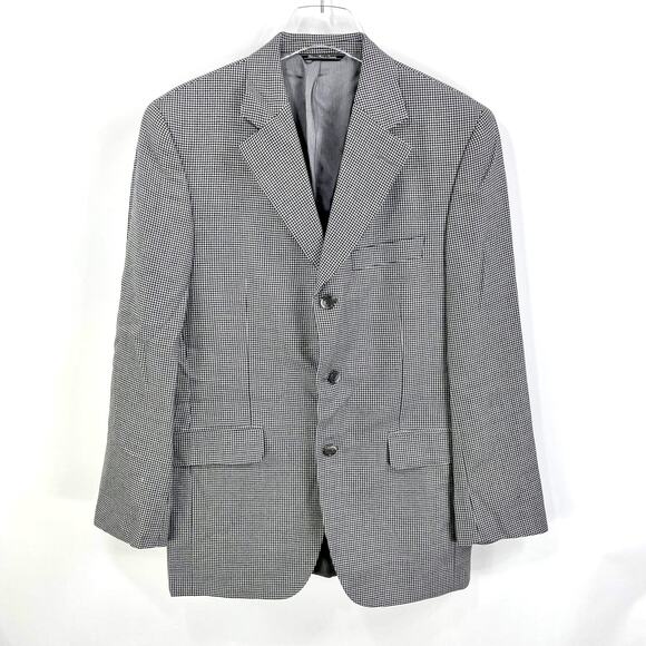JACK VICTOR Cashmere Black White Houndstooth Blazer Suit Jacket - Picture 8 of 12